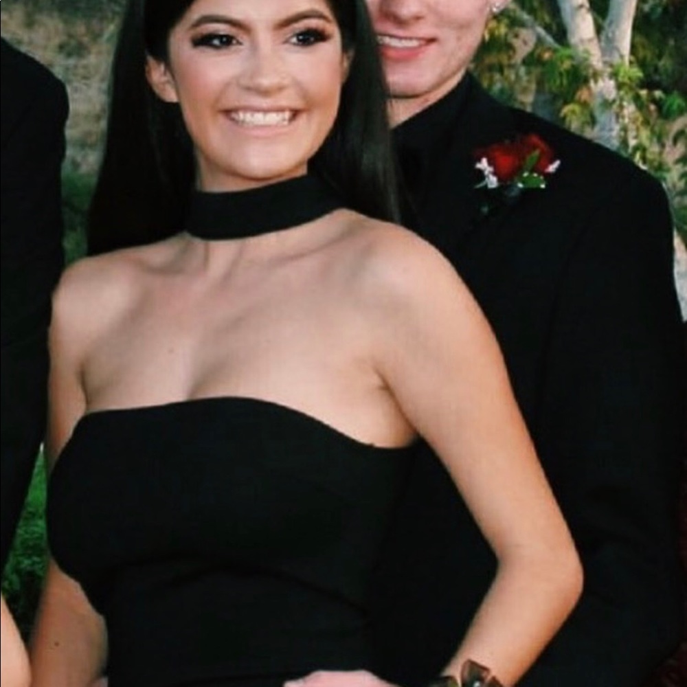 Black Strapless dress with built in Choker